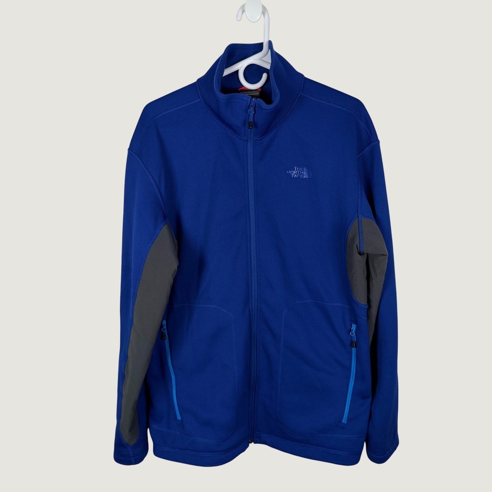 The North Face Mens Large Blue Full Zip Fleece Jacket Waffle Textured Gorpcore